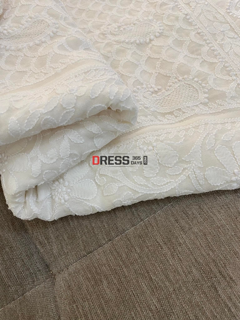 Pure Georgette Chikankari Lehenga Skirt - Hand Jaali