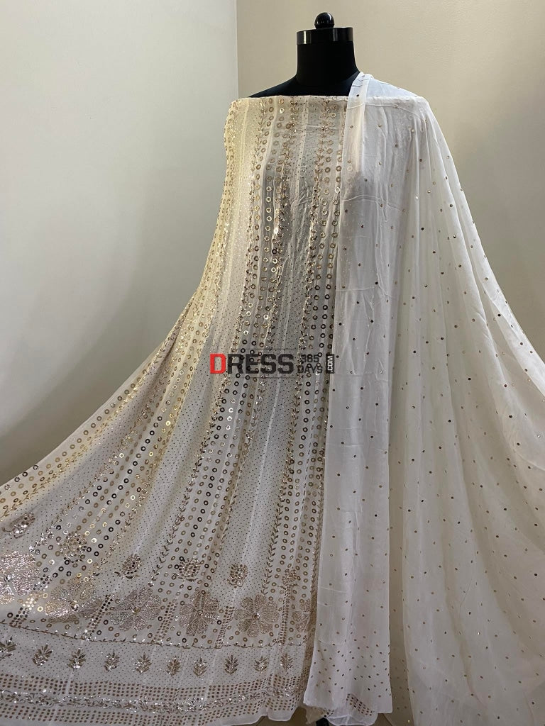 Pure Georgette Kamdani Anarkali Suit Chikankari