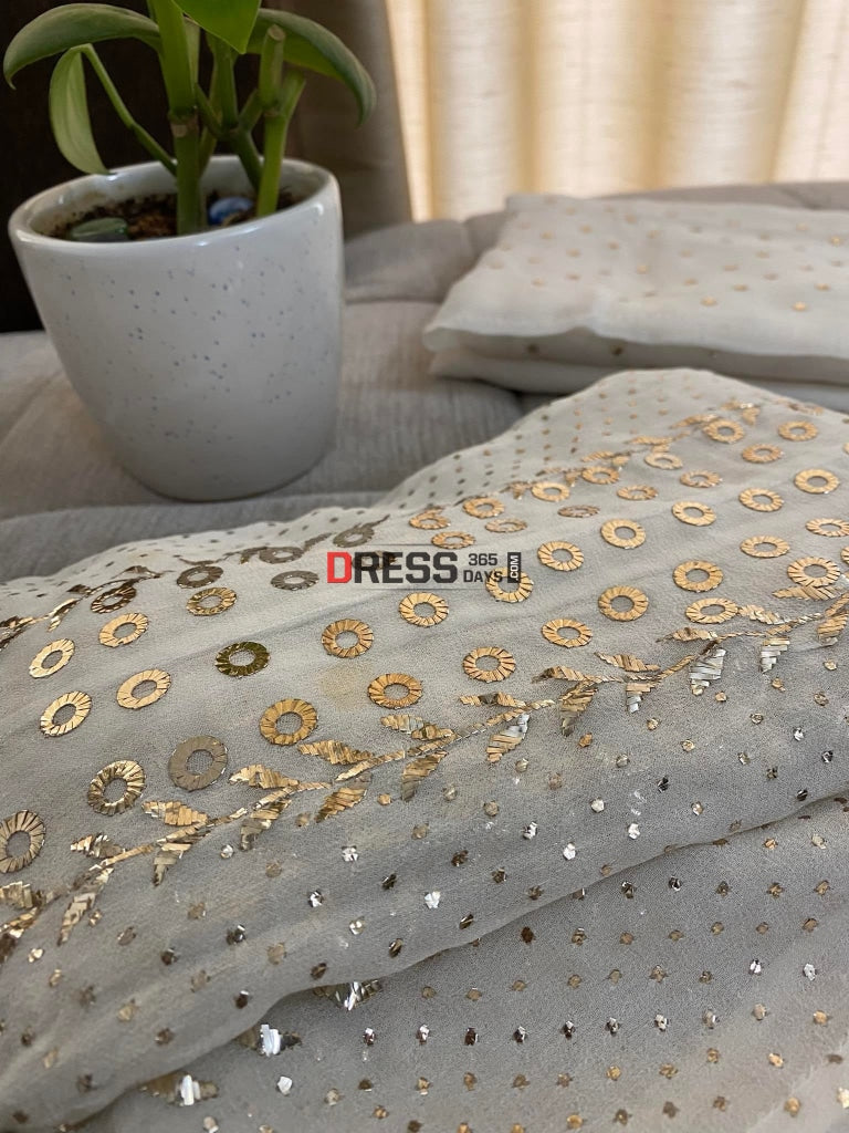 Pure Georgette Kamdani Anarkali Suit Chikankari