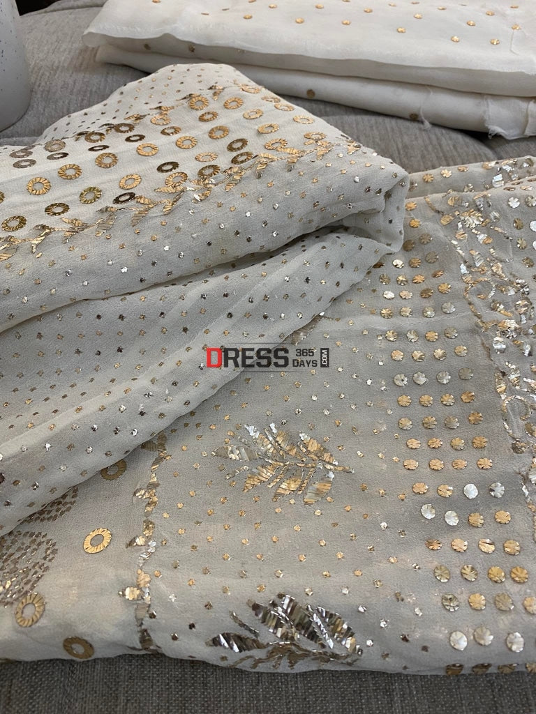 Pure Georgette Kamdani Anarkali Suit Chikankari