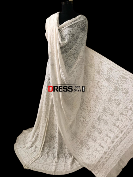 Pure Georgette Lucknow Chikankari Lehenga Set