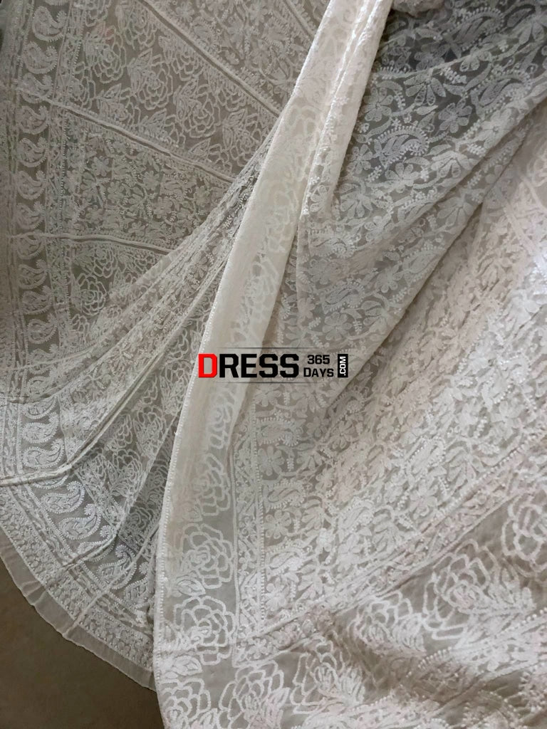 Pure Georgette Lucknow Chikankari Lehenga Set
