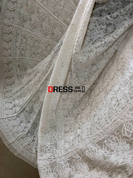 Pure Georgette Lucknow Chikankari Lehenga Set