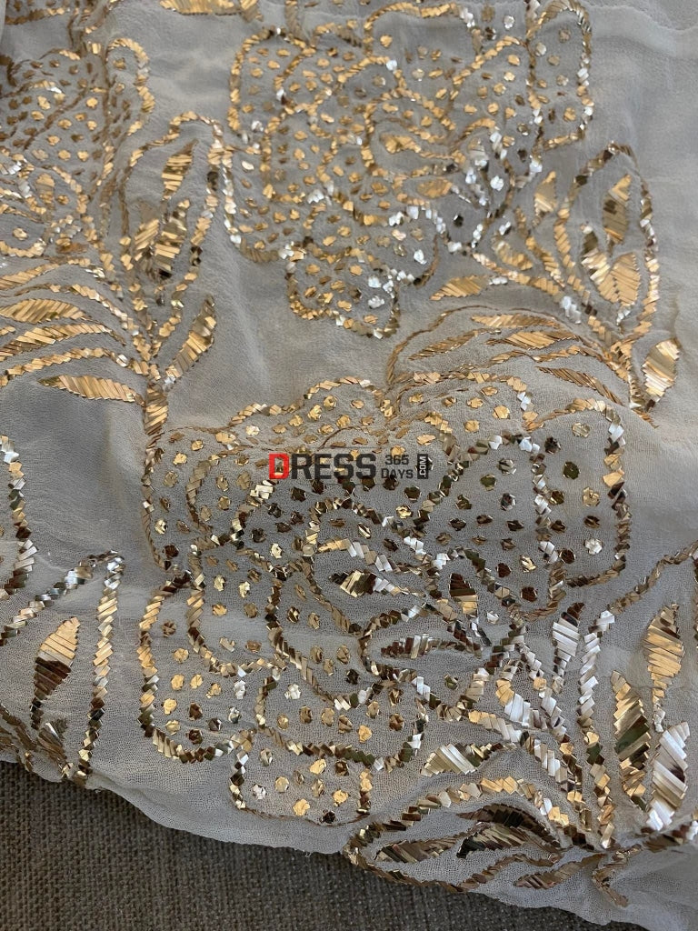 Pure Georgette Mukaish Anarkali Suit Chikankari