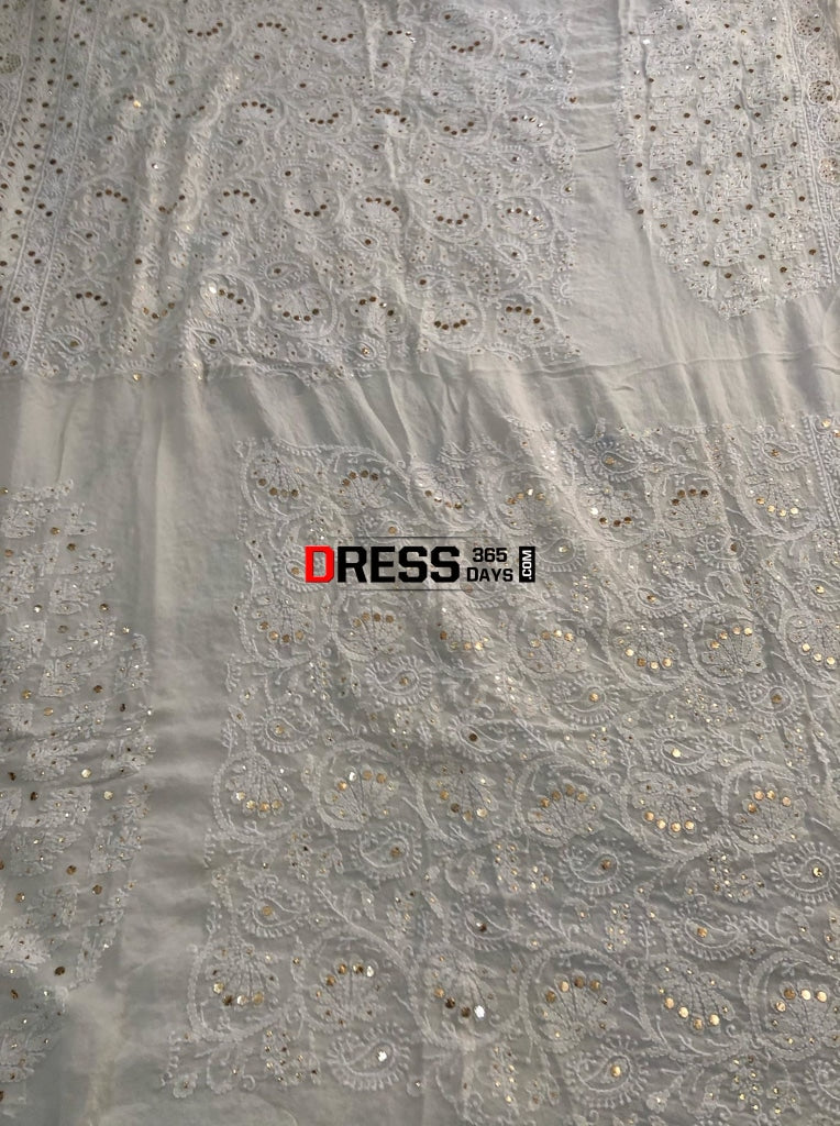 Pure Georgette Mukaish Chikankari Lehenga Set