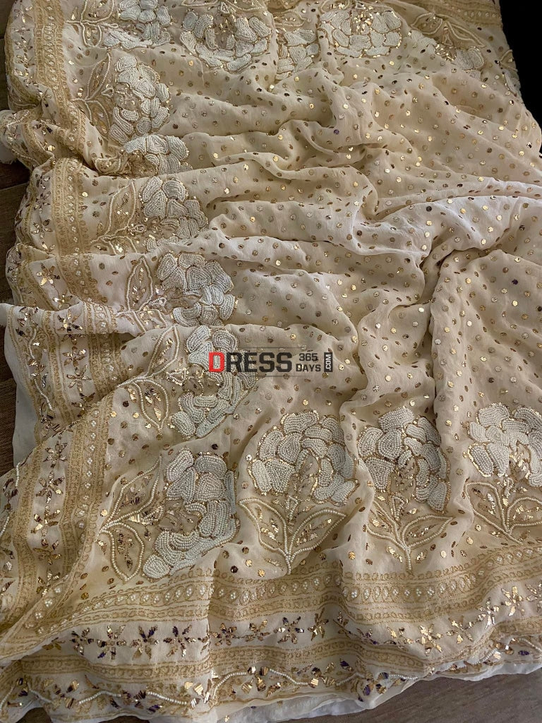 Pure Georgette Pearl & Kamdani Saree