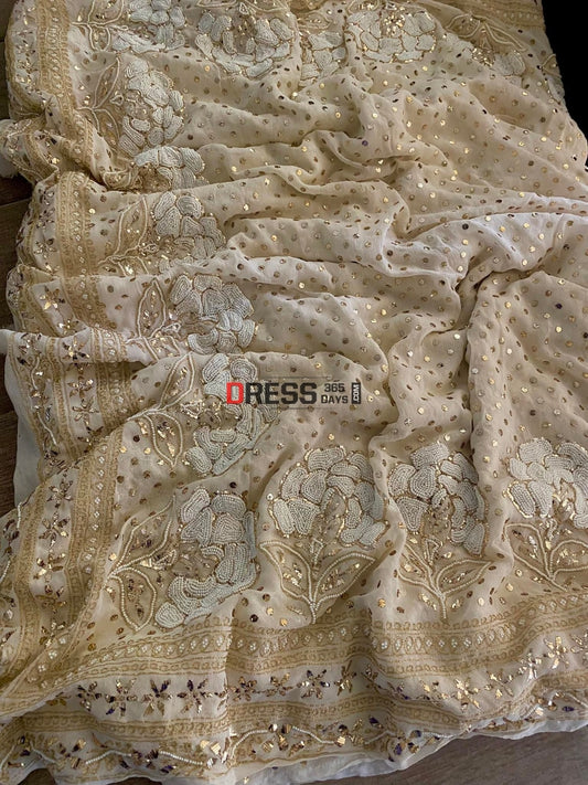 Pure Georgette Pearl & Kamdani Saree