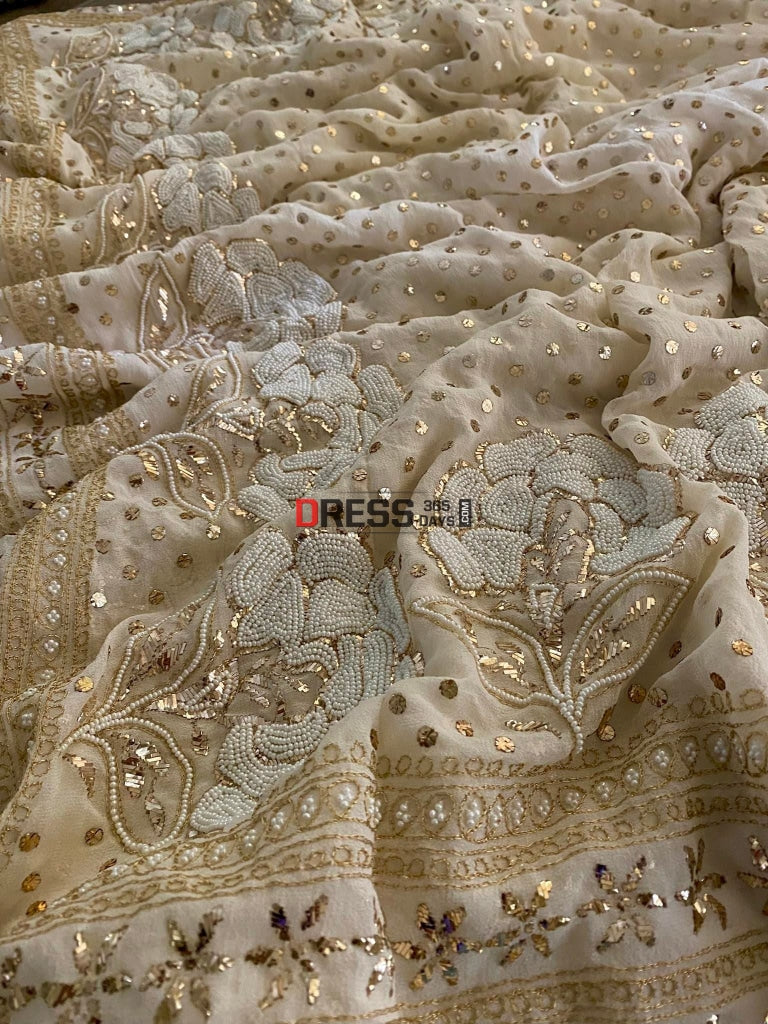 Pure Georgette Pearl & Kamdani Saree