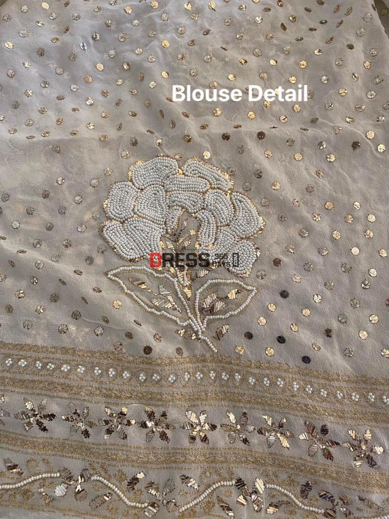 Pure Georgette Pearl & Kamdani Saree