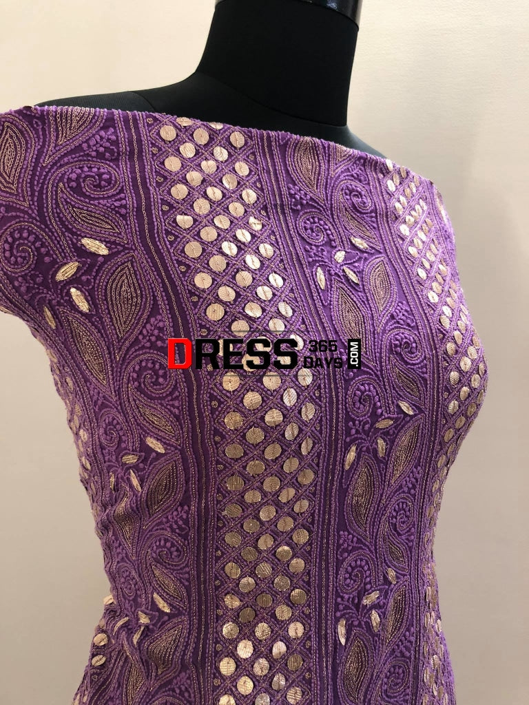 Purple Gota Patti Lucknowi Chikankari Suit Suits