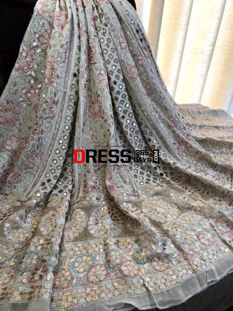 Real Mirrors And Gota Patti Chikankari Lehenga Skirt (Only Skirt)
