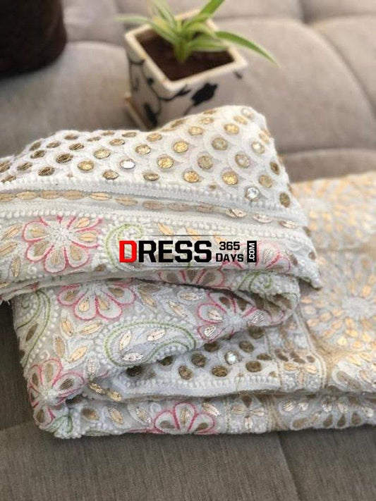 Real Mirrors And Gota Patti Chikankari Lehenga Skirt (Only Skirt)