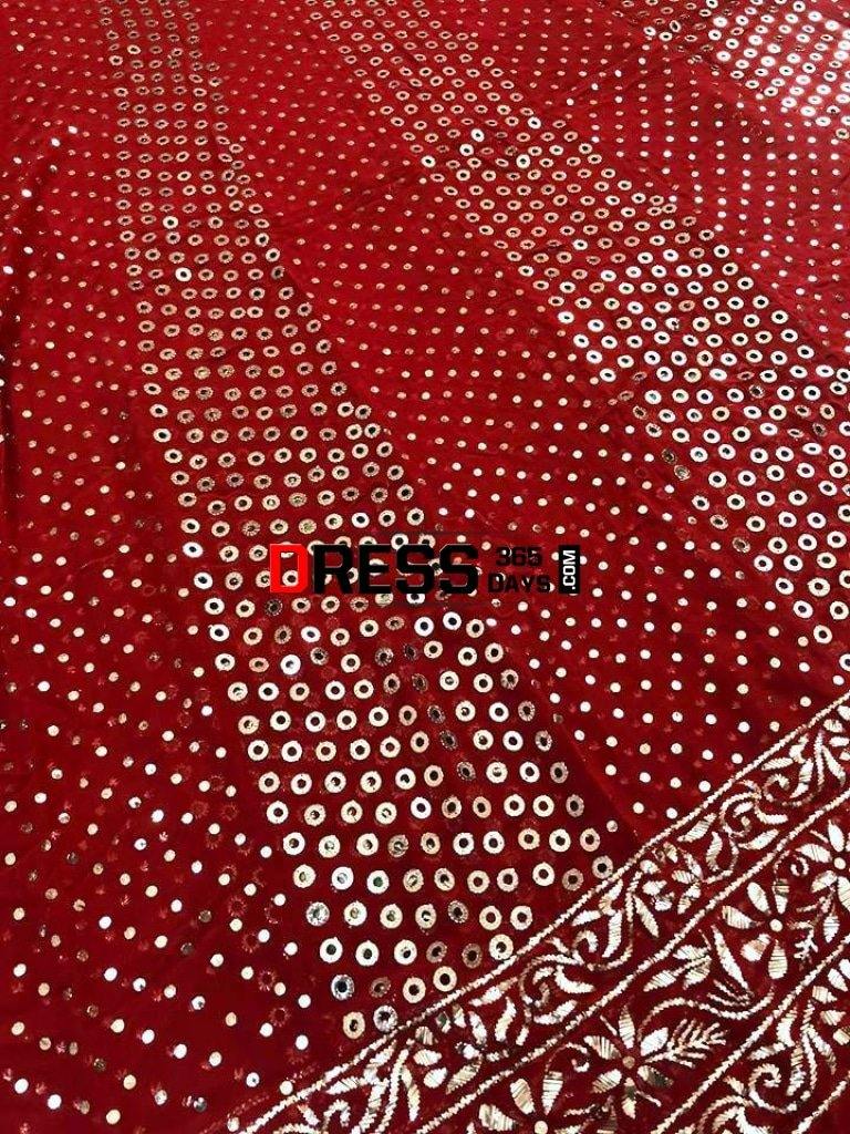 Red All Over Mukaish Anarkali Suit Chikankari