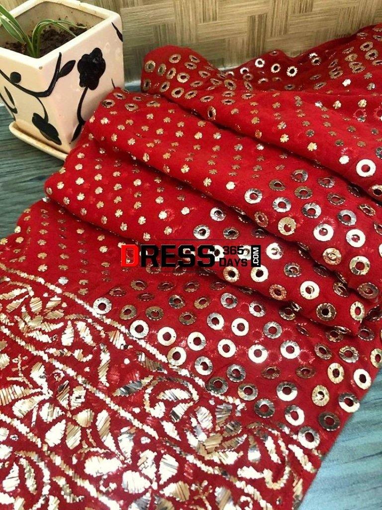 Red All Over Mukaish Anarkali Suit Chikankari