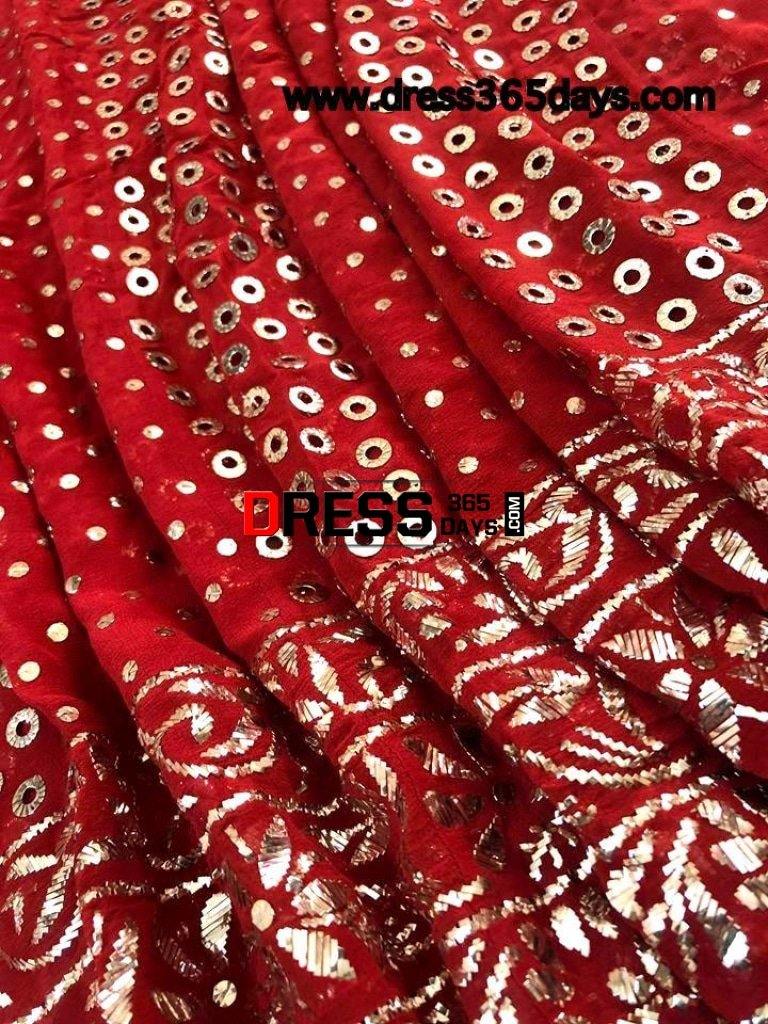 Red All Over Mukaish Anarkali Suit Chikankari