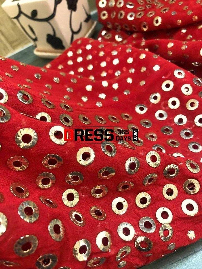 Red All Over Mukaish Anarkali Suit Chikankari