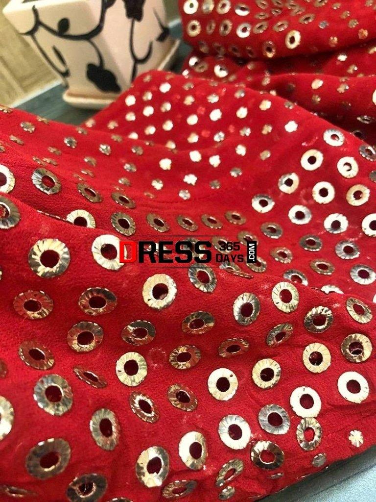 Red All Over Mukaish Anarkali Suit Chikankari