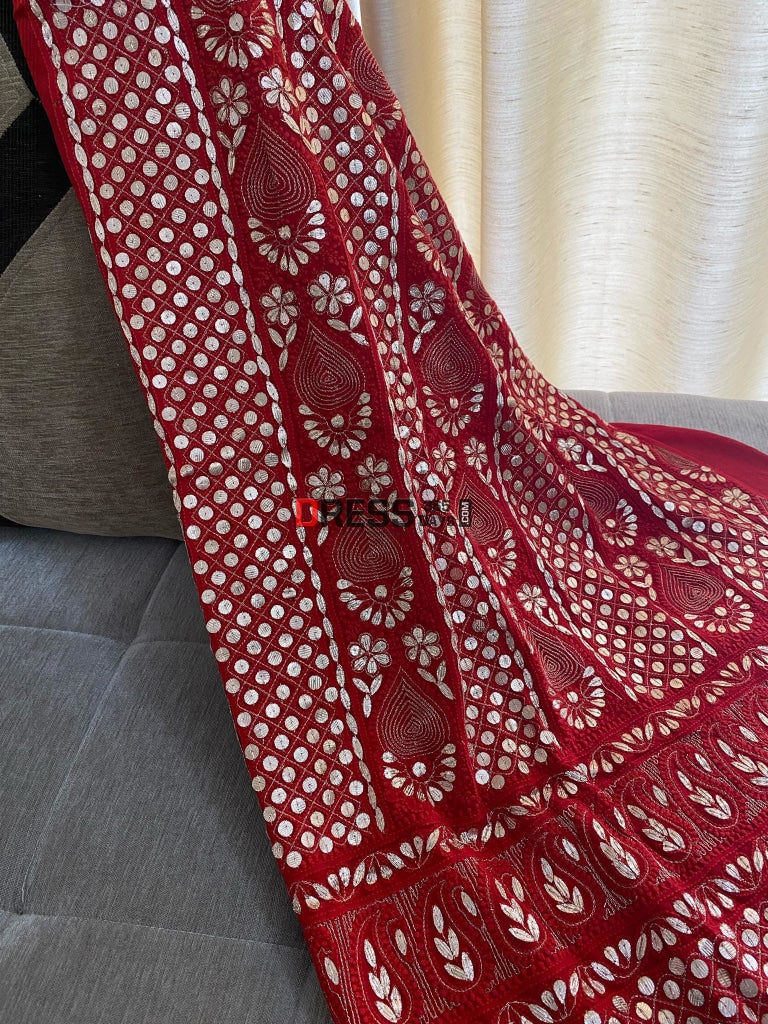 Red Chikankari Gota Patti Suit Suits