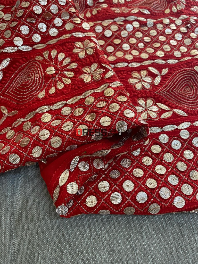 Red Chikankari Gota Patti Suit Suits