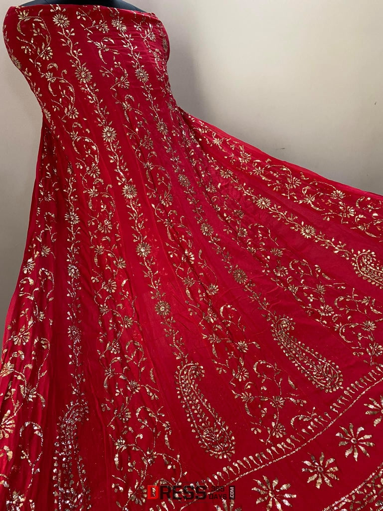 Red Kamdani Anarkali Suit