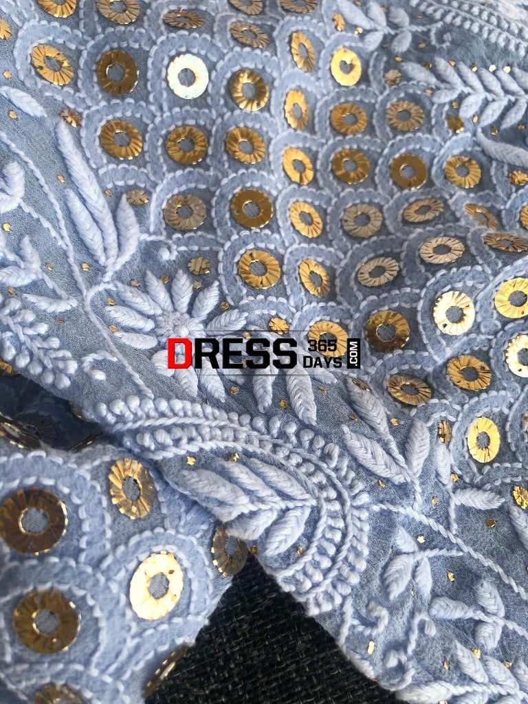 Ring Mukaish Chikankari 3 Piece Sharara Set Suits