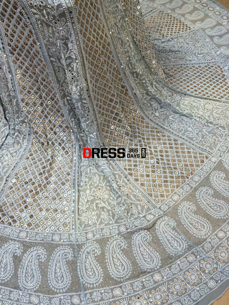 Ring Mukaish Chikankari Lehenga Skirt (Only Skirt)