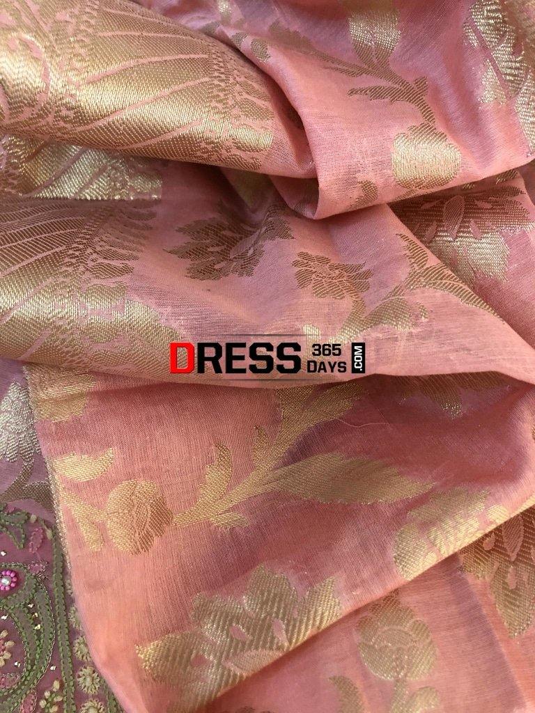 Rose Pink Organza Chikankari Suit With Heavy Banarasi Dupatta