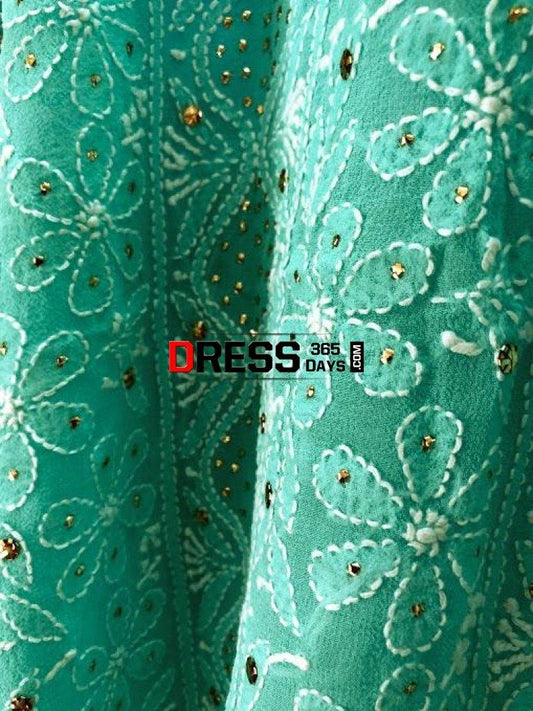 Sea Green Chikankari And Kamdani Suit Suits