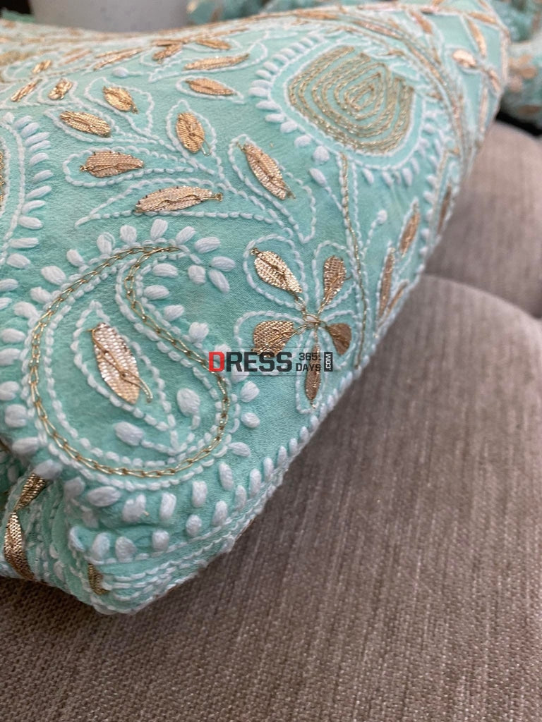 Sea Green Chikankari Gota Patti Lehenga Set