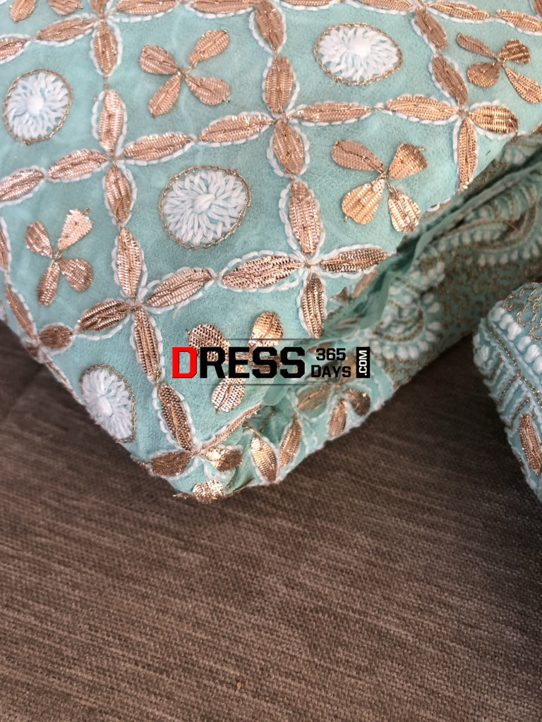 Sea Green Chikankari & Gota Patti Lehenga Set