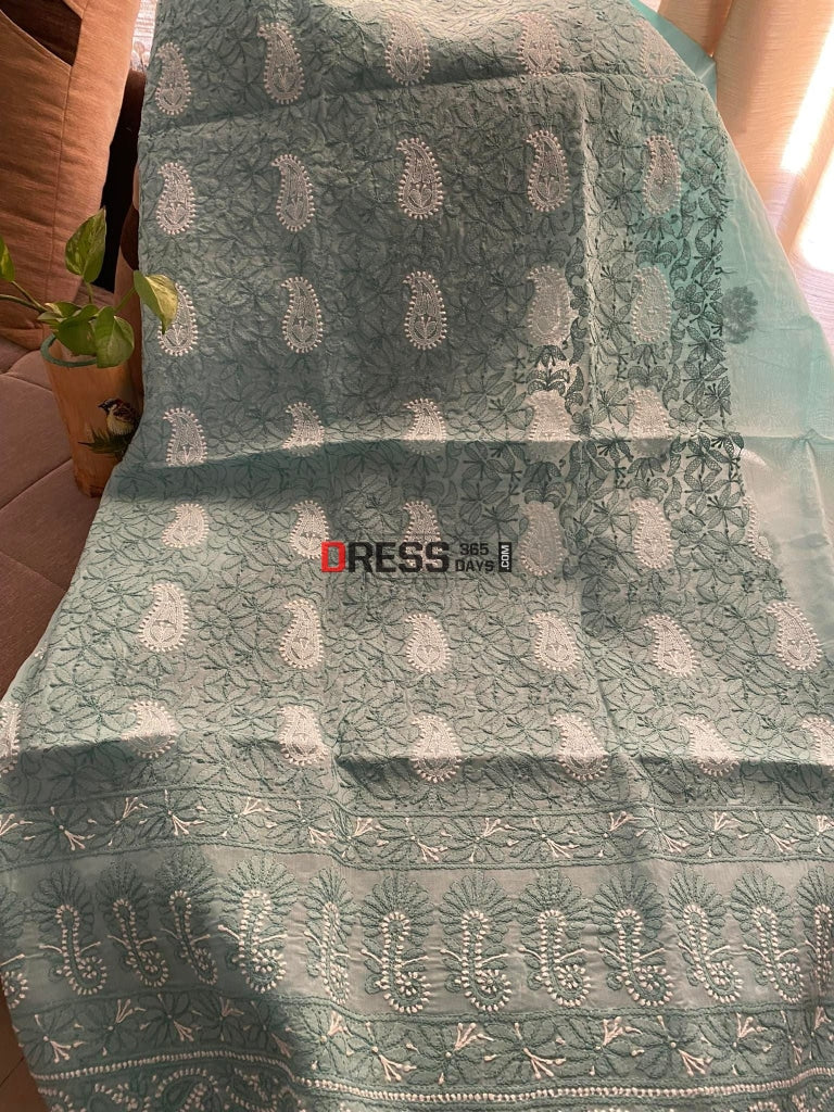 Sea Green Cotton Chikankari Kurti Fabric (Kurti Only)