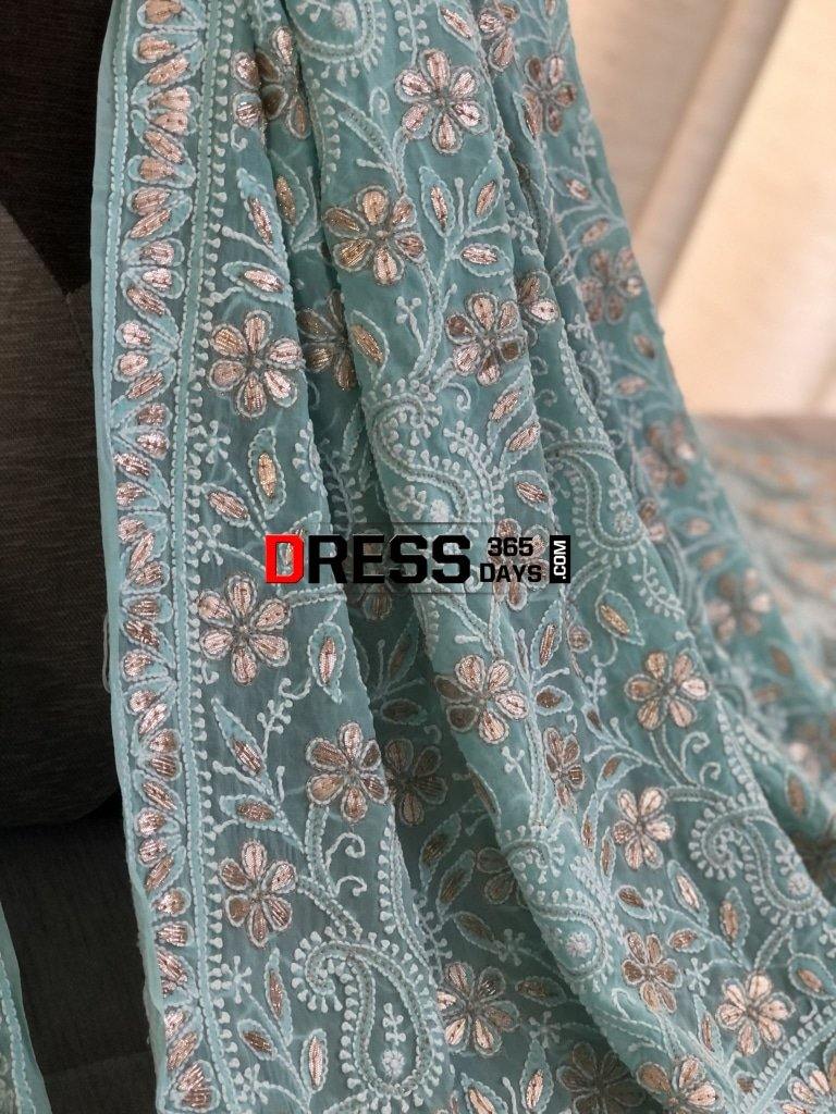 Sea Green Gota Patti Chikankari Dupatta
