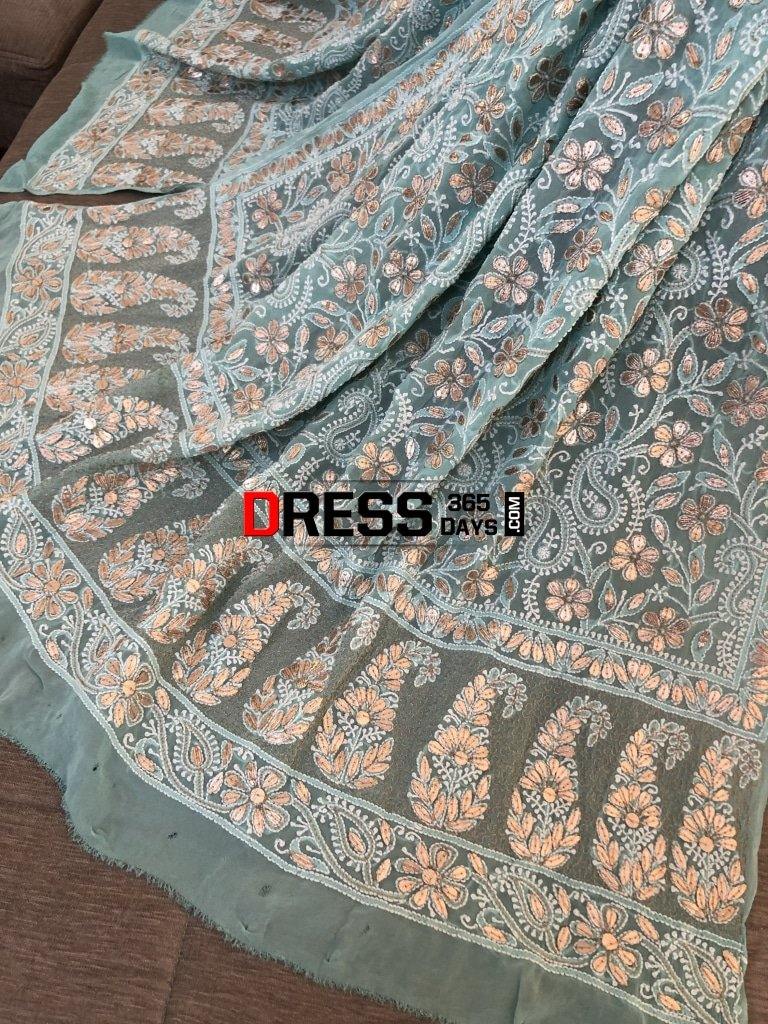 Sea Green Gota Patti Chikankari Dupatta