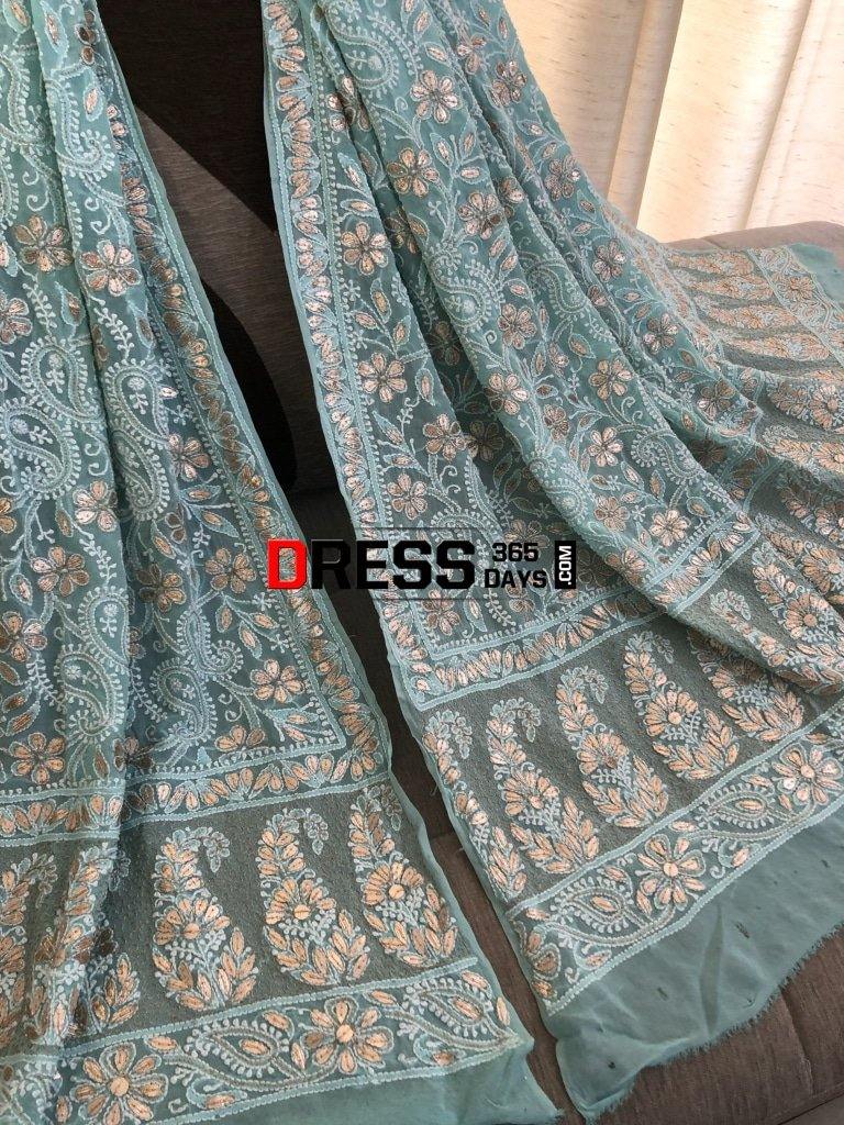 Sea Green Gota Patti Chikankari Dupatta