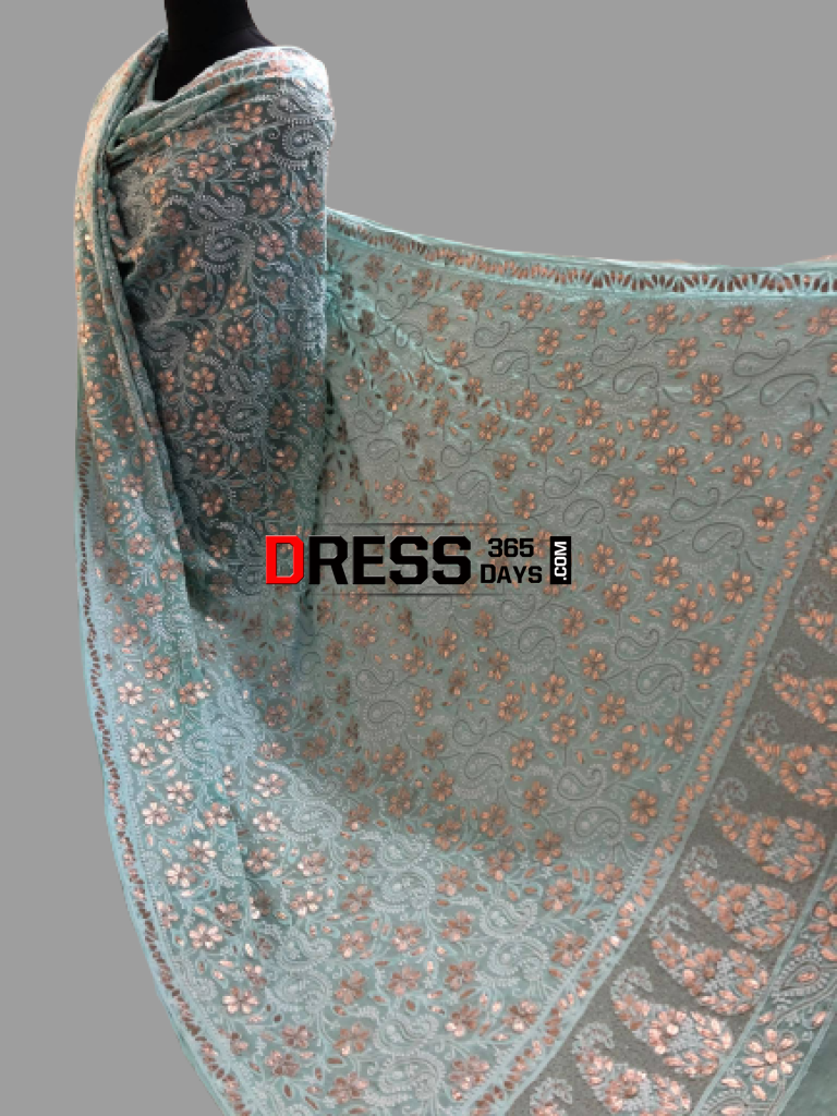 Sea Green Gota Patti Chikankari Dupatta