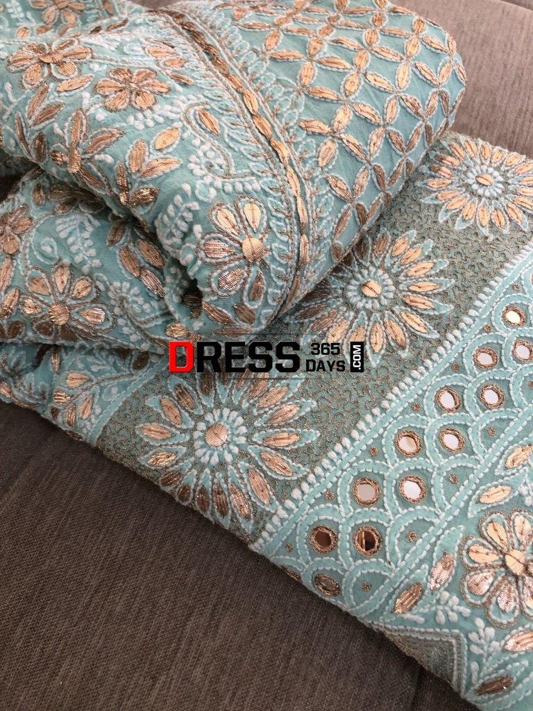 Sea Green Gota Patti Chikankari Lehenga Set