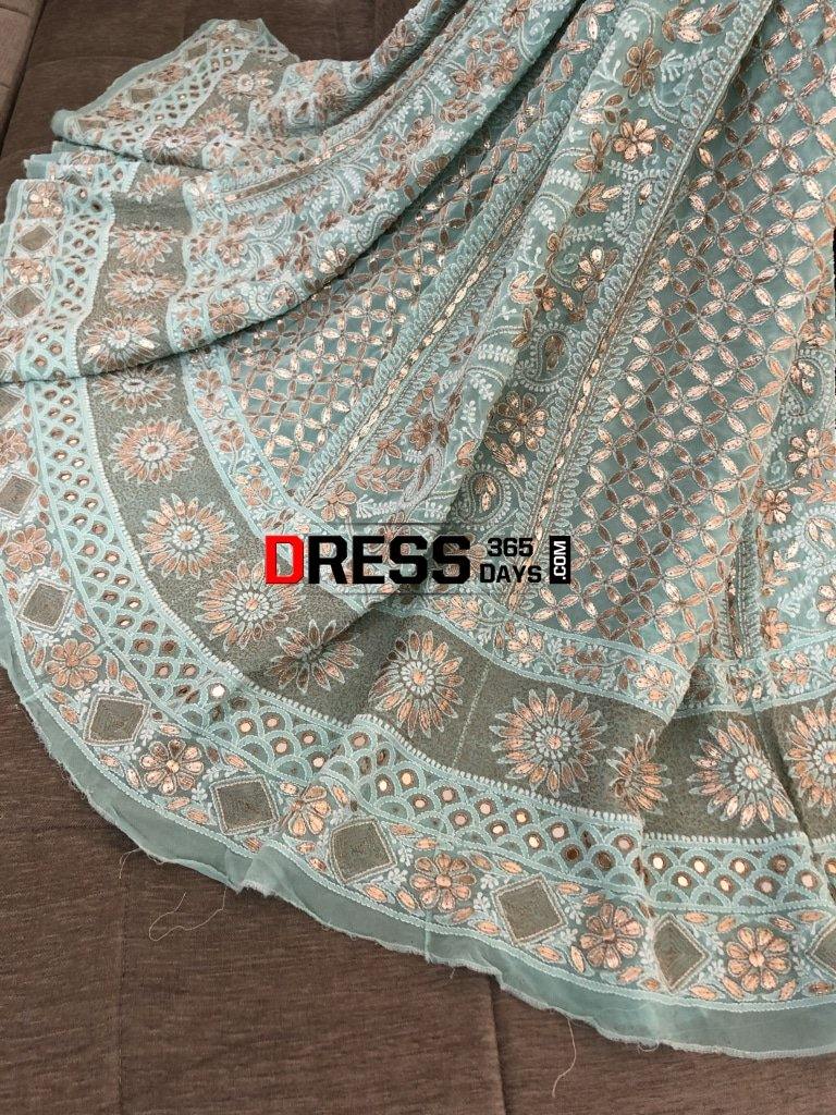 Sea Green Gota Patti Chikankari Lehenga Set