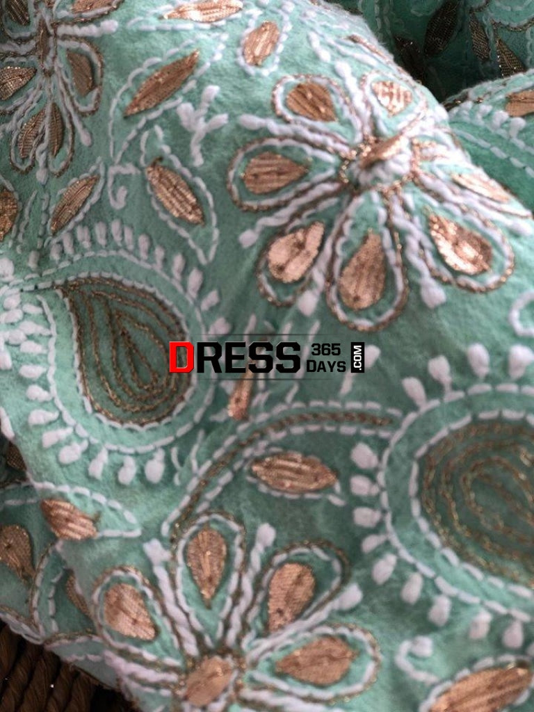 Sea Green Gota Patti Chikankari Lehenga Skirt (Only Skirt)