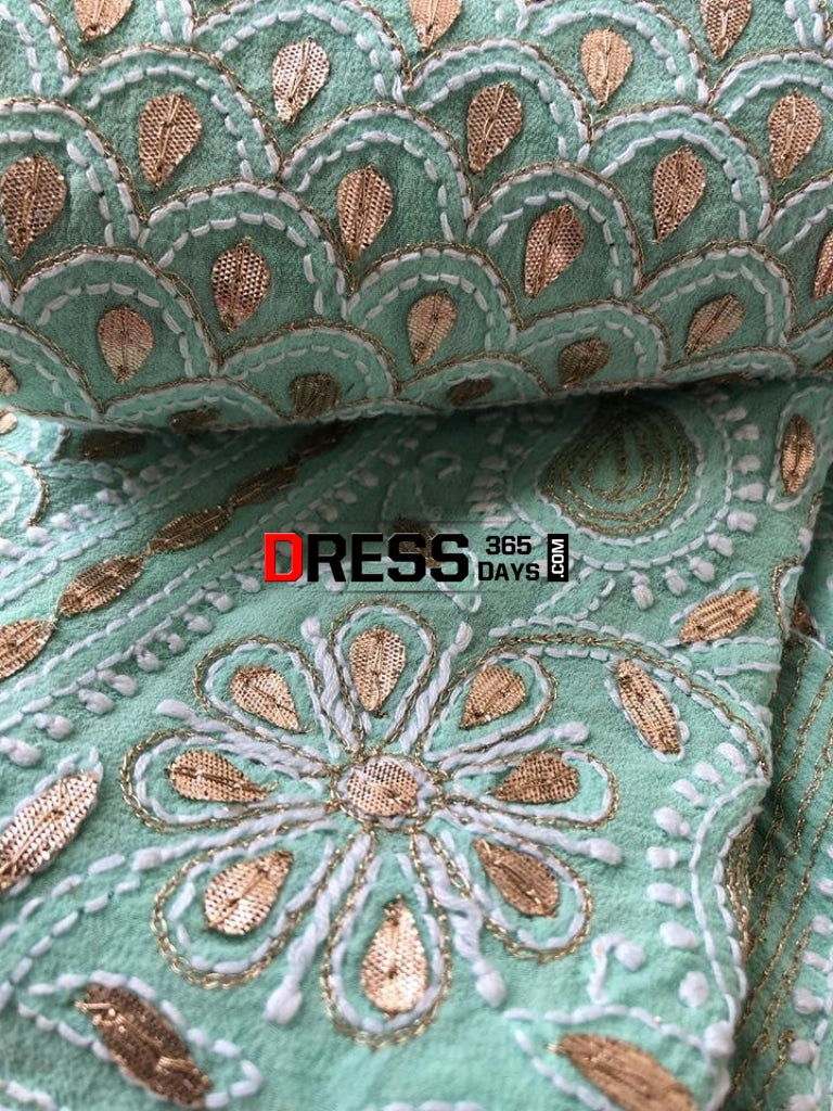 Sea Green Gota Patti Chikankari Lehenga Skirt (Only Skirt)