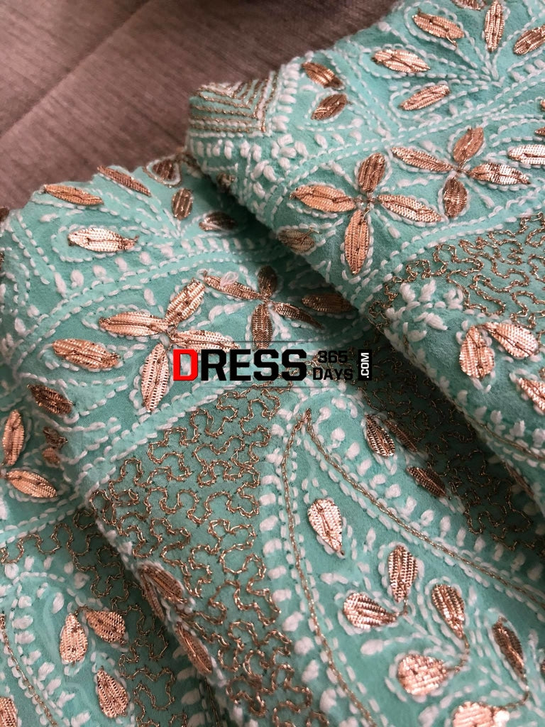 Sea Green Gota Patti Lucknowi Chikankari Suit Suits