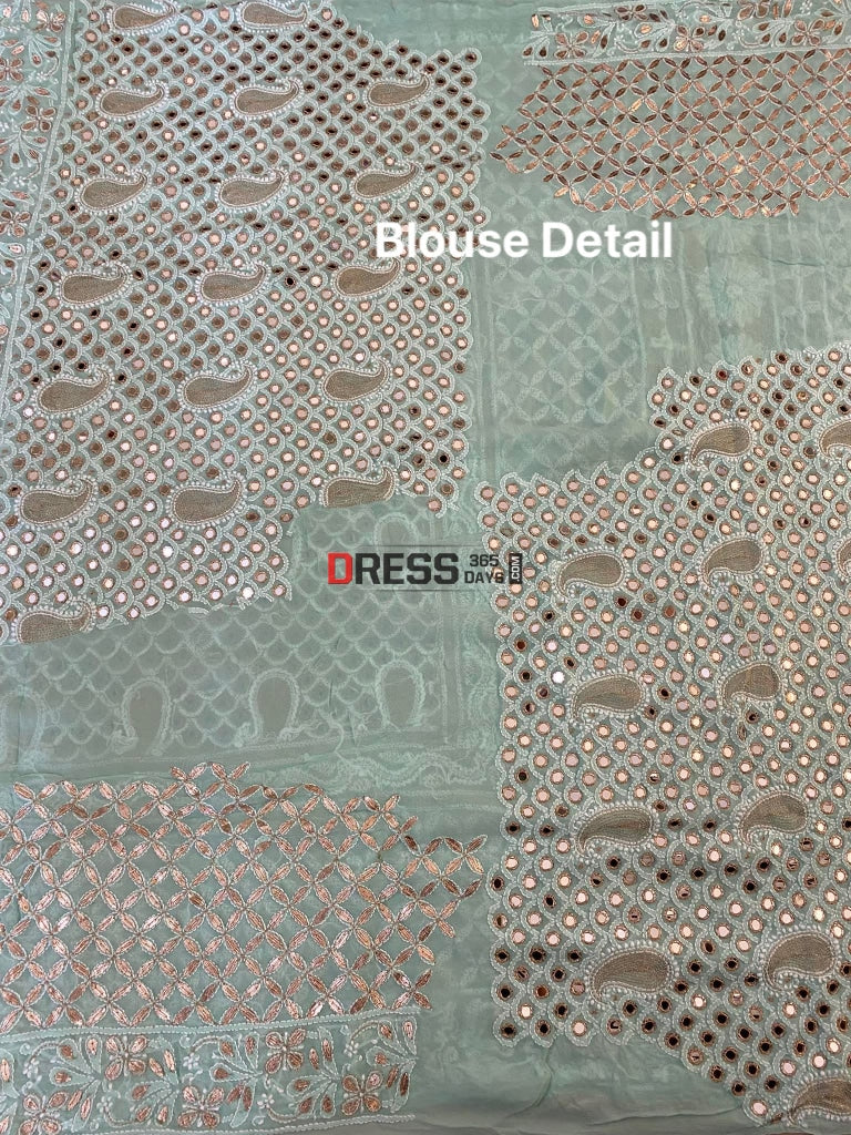 Sea Green Mirror & Gota Patti Chikankari Lehenga Set
