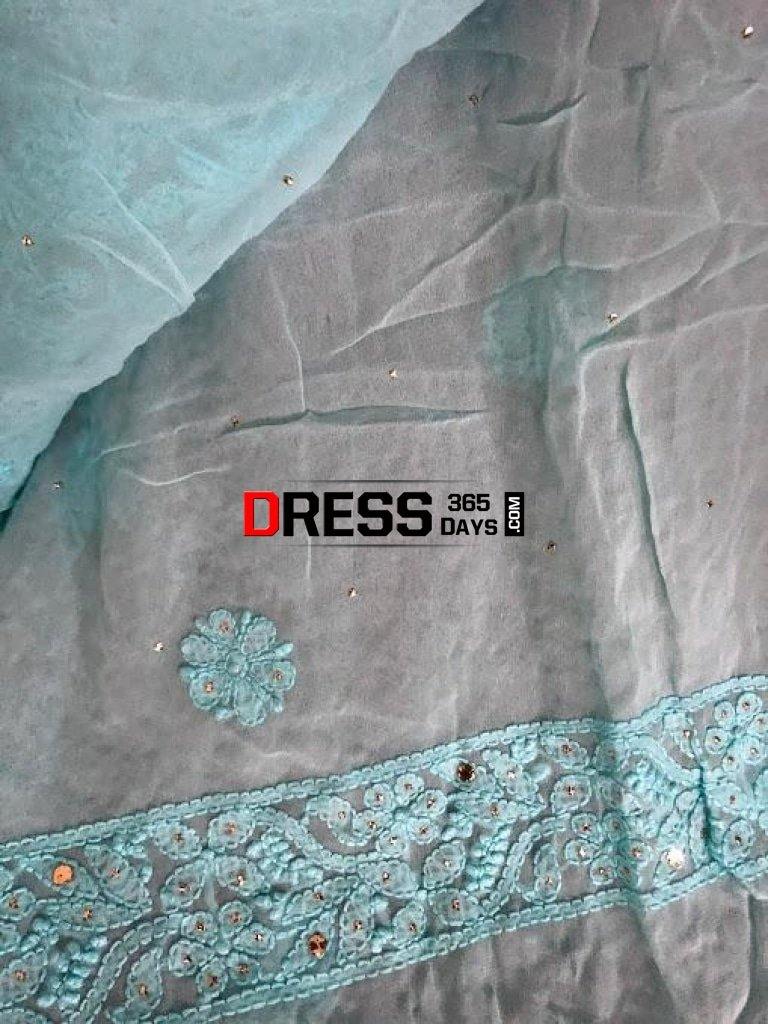 Sea Green Mukaish Neckline Chikankari Suit Suits