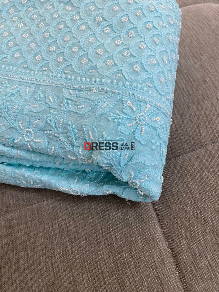 Sea Green Pearl Chikankari Anarkali Suit