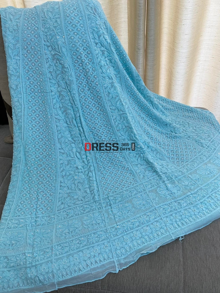 Sea Green Pearl Chikankari Anarkali Suit
