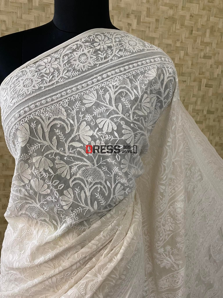 Superfine Chikankari Hand Jaali Saree
