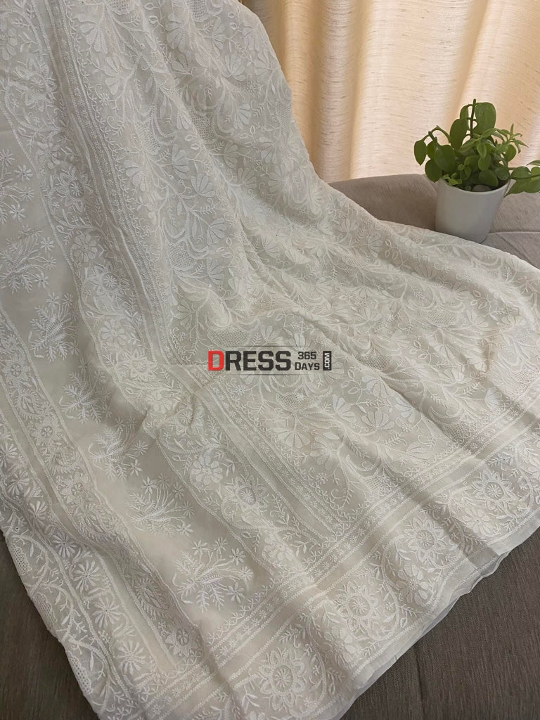 Superfine Chikankari Hand Jaali Saree