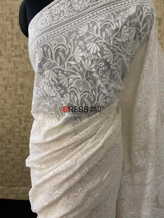 Superfine Chikankari Hand Jaali Saree