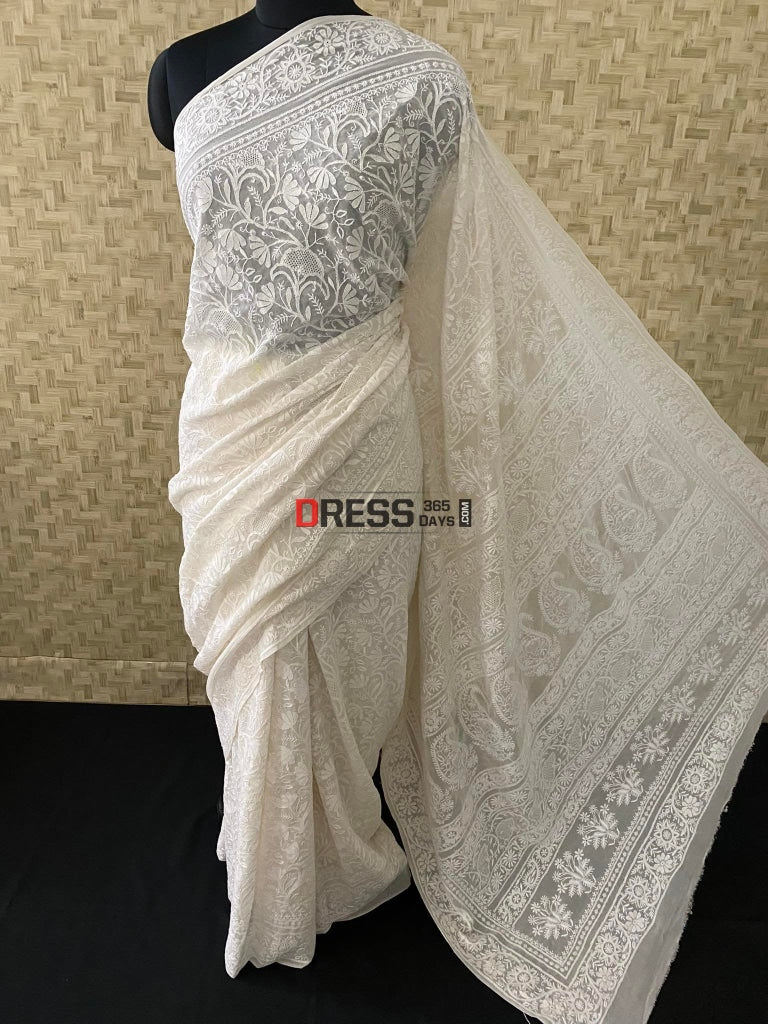Superfine Chikankari Hand Jaali Saree