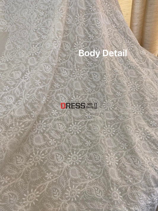 Superfine Hand Jaali Lucknow Chikankari Saree