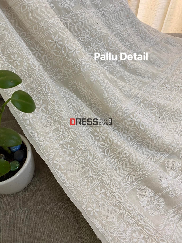 Superfine Hand Jaali Lucknow Chikankari Saree